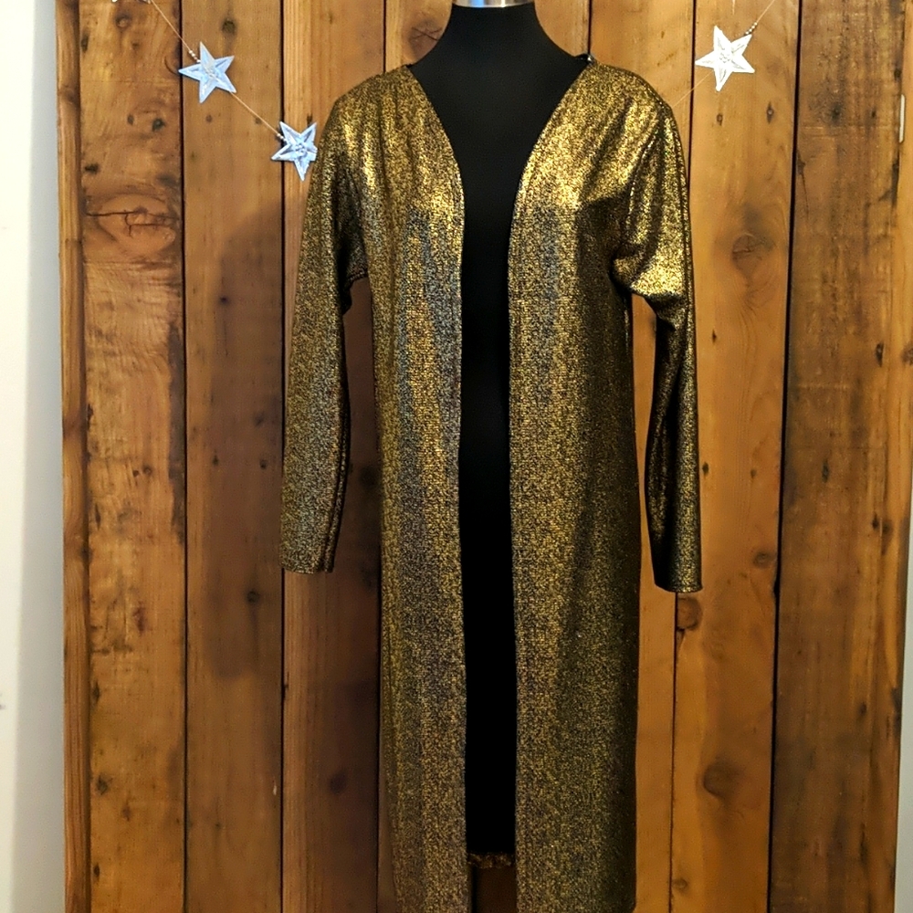 Gold Metallic Long Sleeve Duster